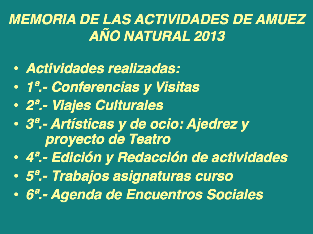 Memoria Actividades Amuez 2013